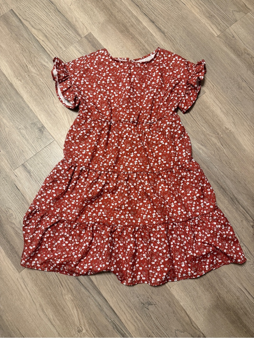 Girls' Red Floral Tiered Dress - Charming Summer Style